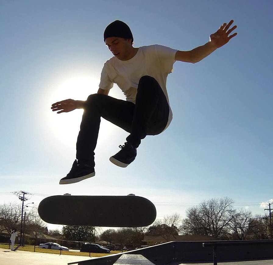 me doing a kickflip for the sun god